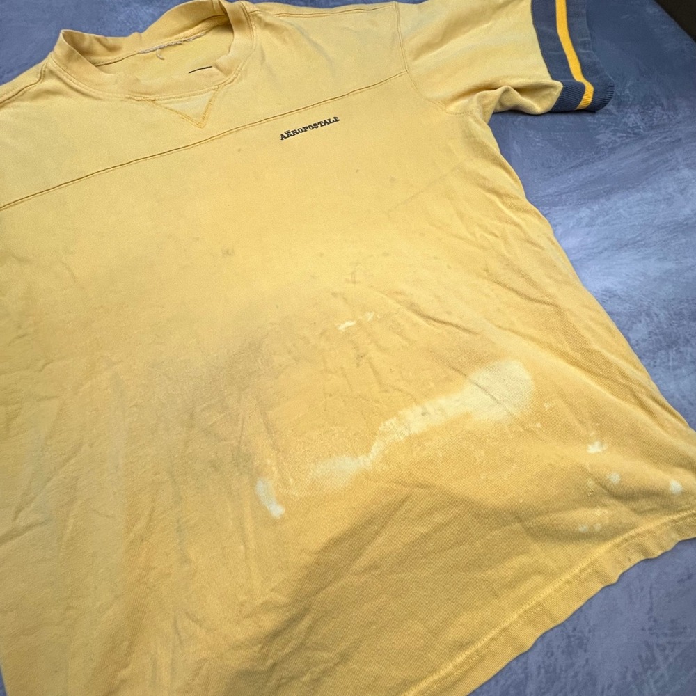 Vintage Aeropostale Y2K Football Jersey T-Shirt Yellow Aero 00 Boxy Fit 1383 - Picture 5 of 8